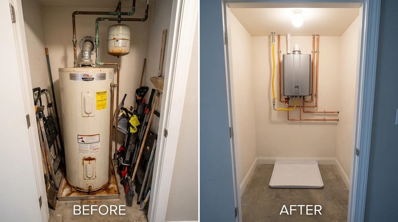 Tank water heater versus wall-mounted tankless unit comparison for Bartow, FL homeowners