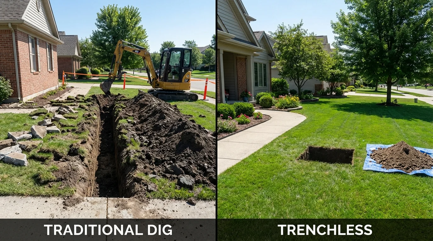 Trenchless sewer repair with minimal yard damage versus traditional excavation in Bartow, FL
